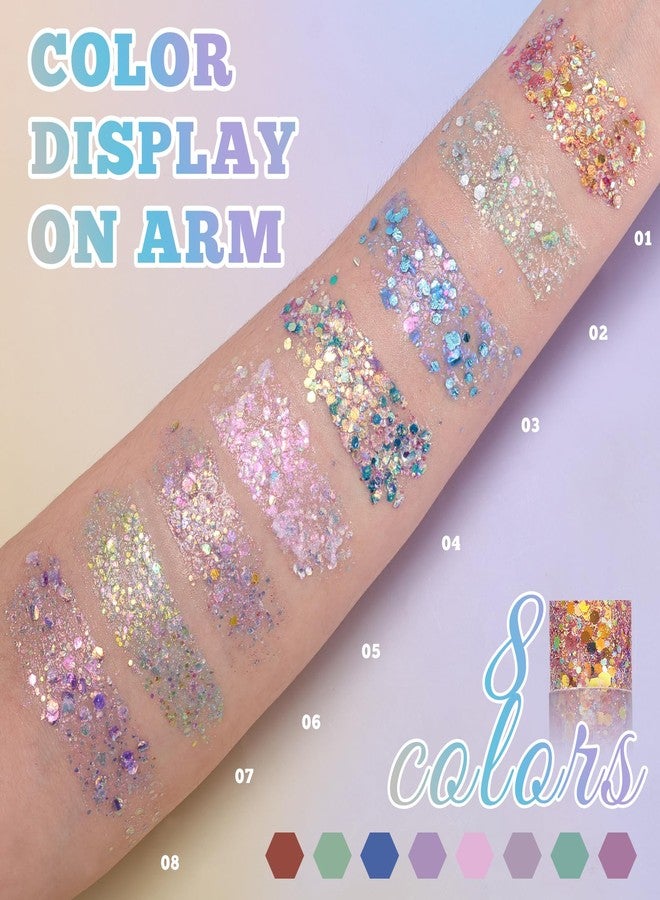 DAGEDA Body Glitter Stick, Face Hair Mermaid Sequins Glitter Stick, Chunky Holographic Glitters Face Paint, Body Shimmer for Rave Accessories Carnival Party Festival Halloween Makeup 05 - Image 3